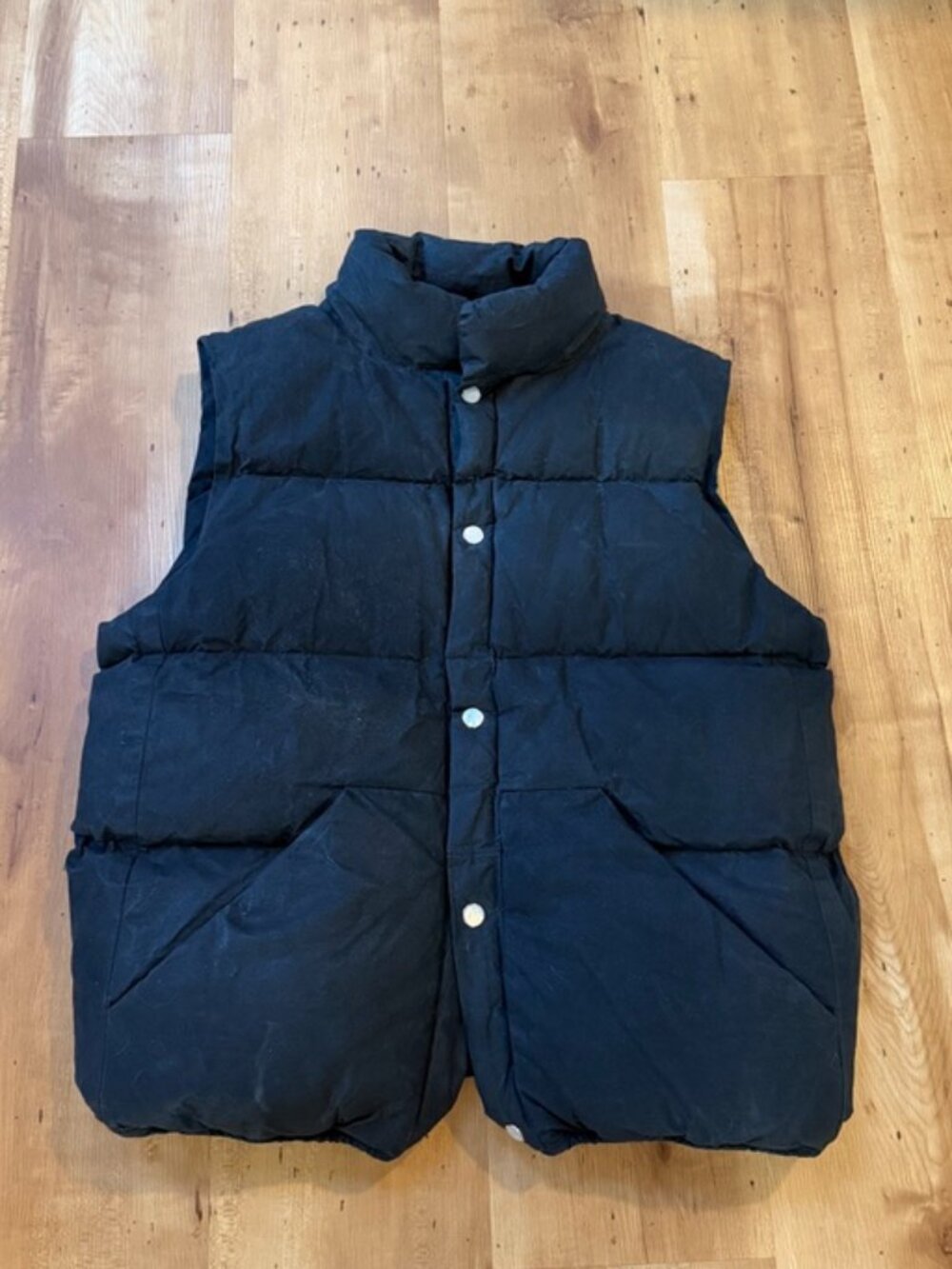Older Brother Waxed Puff Vest Black Indigo